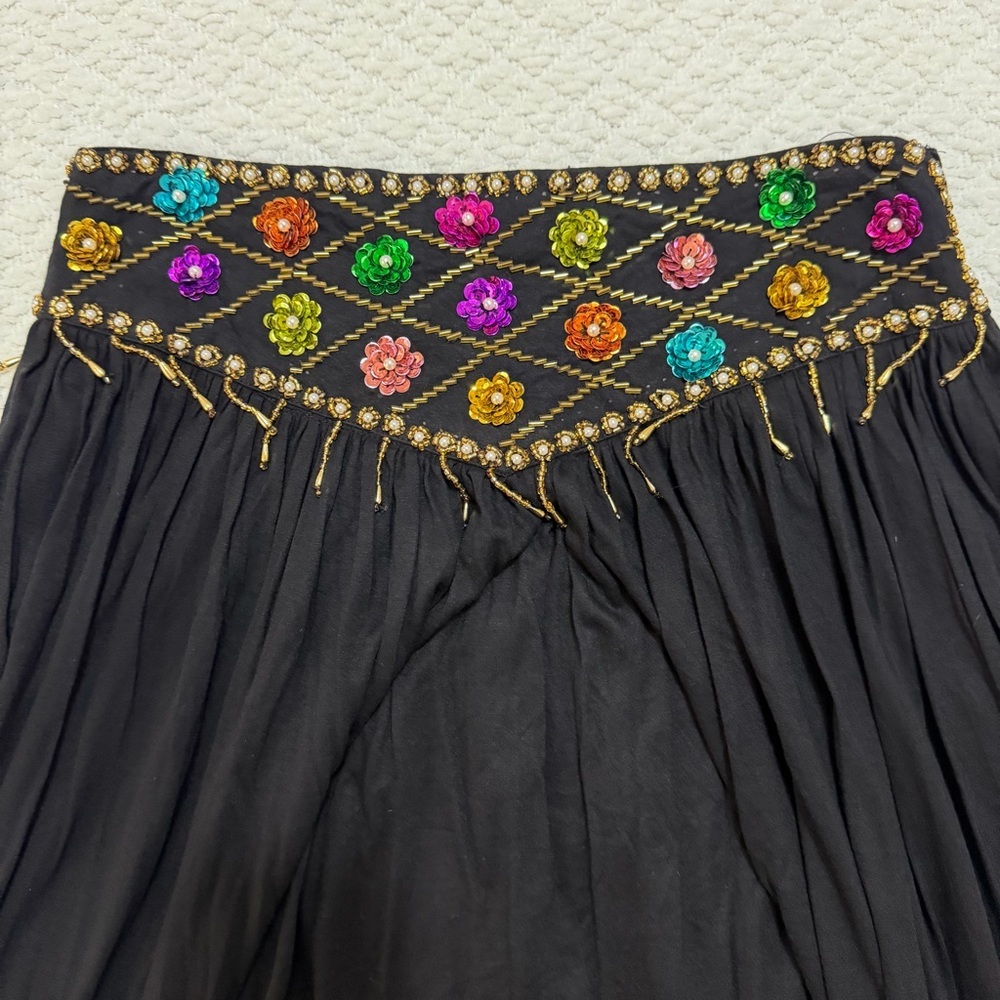 Vintage Tara’s Stars Flower Handmade Skirt with Pockets Black Size Large - Picture 6 of 12